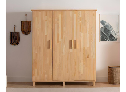 Beiger Schlafzimmer Edler Kleiderschrank Designer 3-türige Holz Schränke