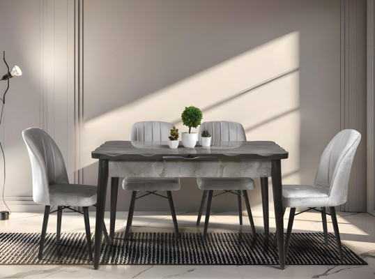 Dunkelgrauer Esszimmertisch Ausziehbarer Tisch Designer Küchen Tische