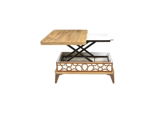 Braun-Weißer Sofatisch Designer Ausziehbarer Wohnzimmer Edler Couchtisch