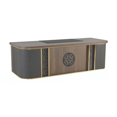 Bürotisch Modern Design Braun Schwarz Zweifarbig Rechteckig Form Stil