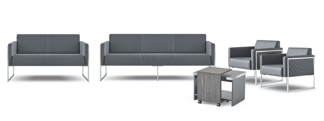 Arbeitszimmer-Set 5tlg 3-Sitzer 2-Sitzer 2x Sessel Couchtisch Grau Stil