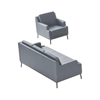 Arbeitszimmer Set Dunkelgrau 3-Sitzer Sessel Einfarbig Modern Design