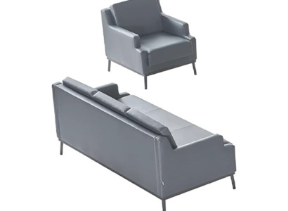 Arbeitszimmer Set Dunkelgrau 3-Sitzer Sessel Einfarbig Modern Design