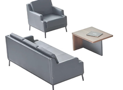 Arbeitszimmer-Set 3tlg 3-Sitzer Sessel Couchtisch Modern Dunkelgrau