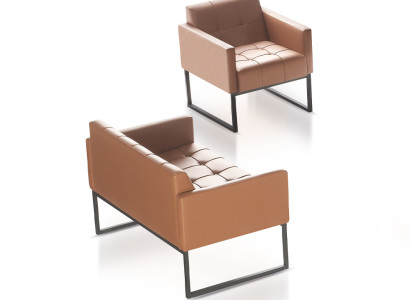 Arbeitszimmer Braun Set 2tlg 2-Sitzer mit Sessel Einfarbig Modern Stil
