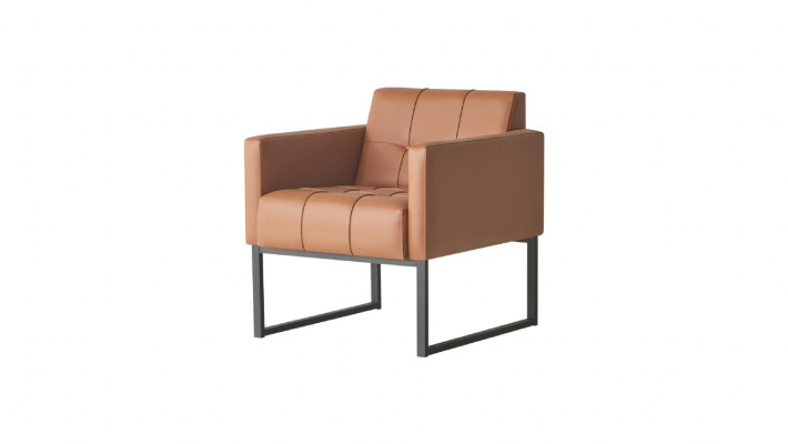 Arbeitszimmer-Set Braun 4tlg 2-Sitzer 2x Sessel Couchtisch Einfarbig Stil
