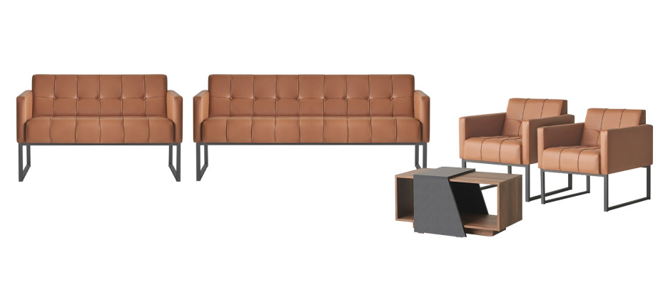 Arbeitszimmer-Set 5tlg 3-Sitzer 2-Sitzer 2x Sessel Couchtisch Braun Stil