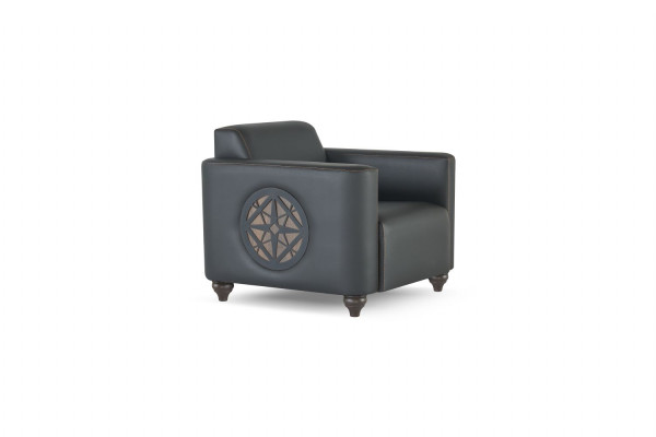 Arbeitszimmer-Set 4tlg 2x 2-Sitzer mit 2x Sessel Schwarz Farbe Wohnzimmer