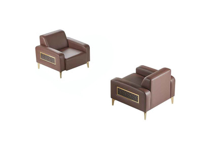 Arbeitszimmer-Set 2tlg Sessel Braun Einfarbig Modern Design Wohnzimmer