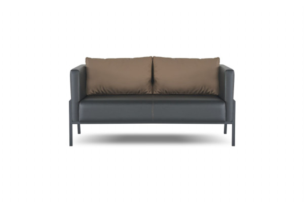 Arbeitszimmer Sitzmöbel Luxuriöser Grauer Leder 2-Sitzer Edler Sessel