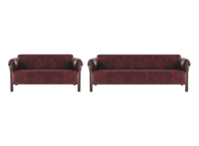 Couch Ledesofas 3-Sitzer 2-Sitzer Bordeaux Modern Stil Leder Holz Set