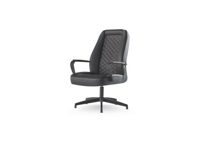 Bürostuhl Schwarz Chefsessel Arbeitszimmer Büro Modern Weiche Leder Holz