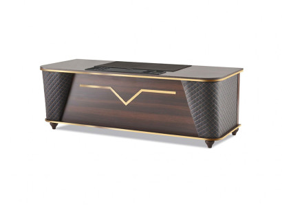 Bürotisch Braun Schwarz Holz Modern Stil Rechteckig Arbeitszimmer Büro