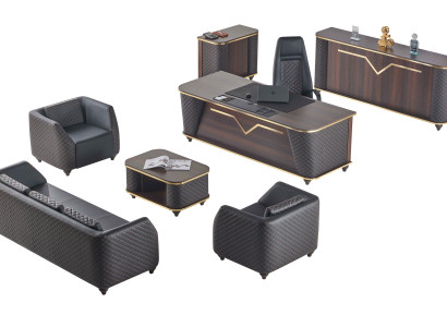 Arbeitszimmer Set Komplett Schreibtisch Sideboard Sofas Einrichtung Büro