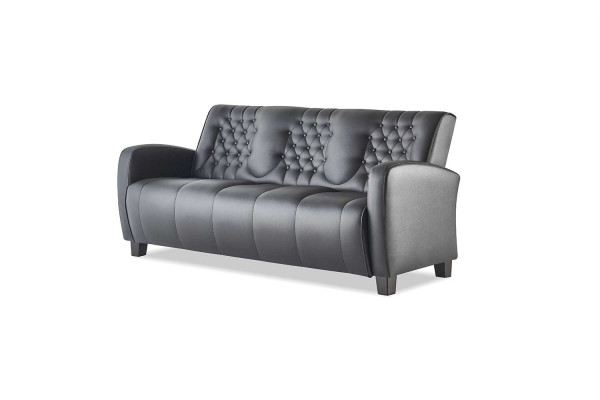 Chesterfield Couch 3-Sitzer Sofas Sofa-Set Modern Ledersofas Holz Knöpfe