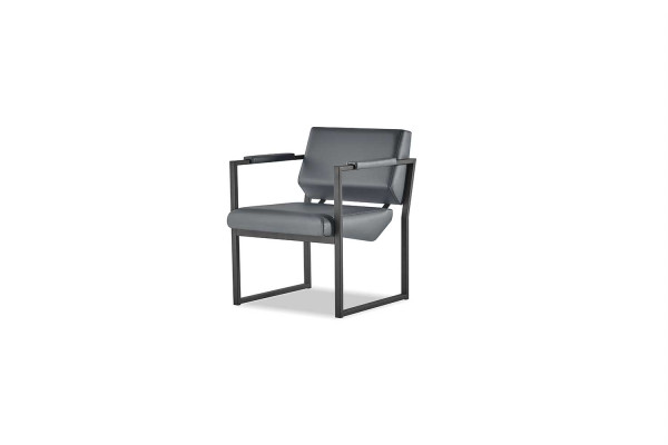 Bürostuhl Set Sessel Schwarz Lehnsessel Modern 1-Sitzer Leder Edelstahl