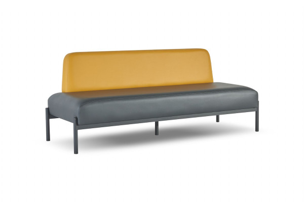 Komplett Ledersofas 3-Sitzer Sessel Schwarz Art Deco Edelstahl Rot Gelb