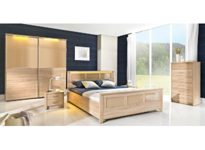Schlafzimmer Holz Garnitur Set Komplett Bett Schrank Kommode Nachttisch Cremona2