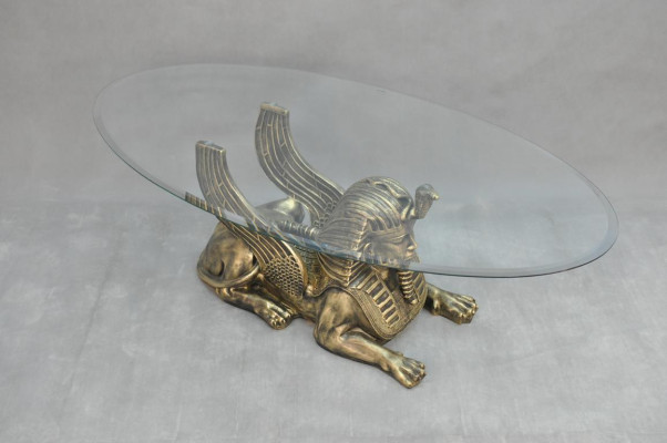 Couchtisch Tisch Glastische Tische Pharao Sphinx Beistell Glas Ägypten 120x60cm