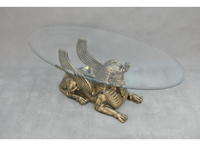 Couchtisch Tisch Glastische Tische Pharao Sphinx Beistell Glas Ägypten 120x60cm