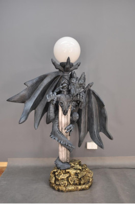 XXL Design Gothik Stehleuchte Lampe Stand Leuchte Leuchten Drachen Lampen 143cm