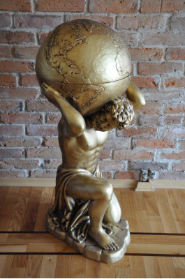 Antik Stil Klassischer Globus Atlas Minibar Bar Wein Regal Statue Skulptur Deko
