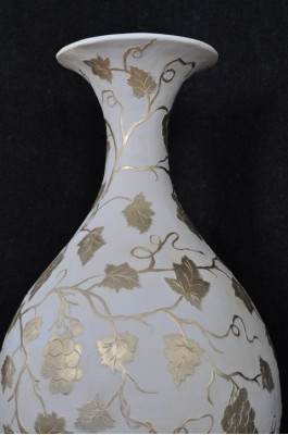 Design Blumen Topf Dekoration XXL Vase Vasen Handarbeit Deko Kelch Pokal 0856