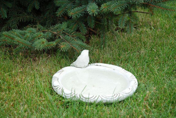 Vogel Tränke Skulptur Design Figur Statue Garten Figuren Dekor Statuen