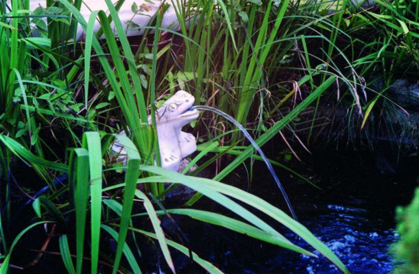 Gartenfigur "Frosch Fontaine" 20cm Teichfigur Menschen Steinguss