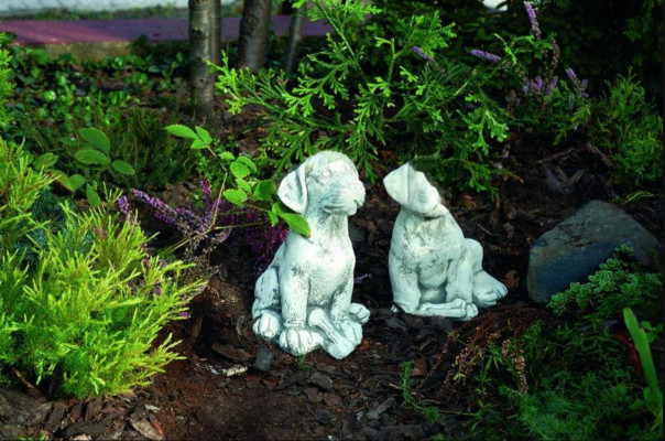 Garten Dekoration Hund Terrasse Stein Figuren Figur Deko Statue