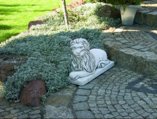 Löwe Liegend Statue Figur Garten Terrassen Dekoration Skulptur