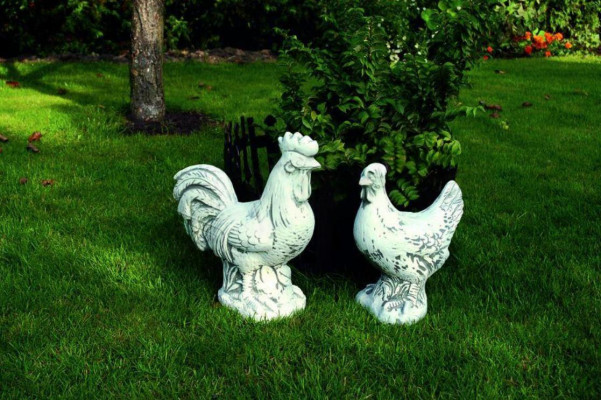 Garten Dekoration Huhn Terrasse Stein Figuren Figur Weiß Dekorative Statue