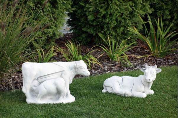 Garten Kuh Dekoration Stein Figur Terrasse Deko Statue Skulptur