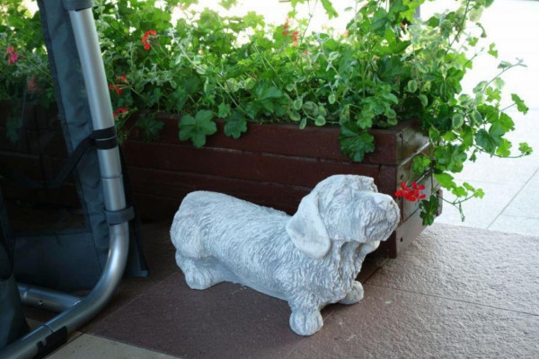 Garten Dekoration Hund Weiß Terrasse Stein Figur Figuren Dekorative Statue