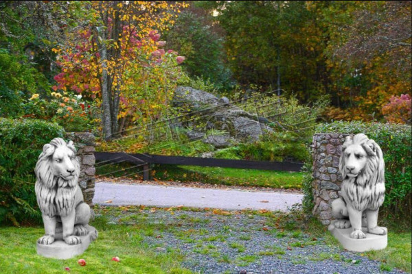 Löwe Gartenfigur Terrassen Garten Skulptur Figuren Dekor Skulpturen Statuen