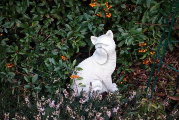 Garten Dekoration Katze Terrasse Figuren Stein Figur Statue Dekorative