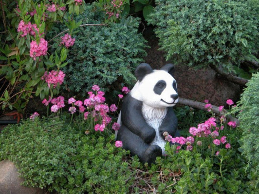 Garten Dekoration Panda Terrasse Stein Figuren Figur Deko Statue