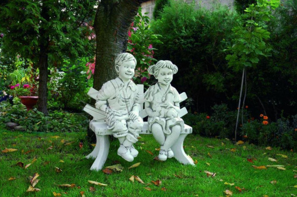 Junge Bub Sitzende Figur Statue Figuren Skulptur Statuen Garten
