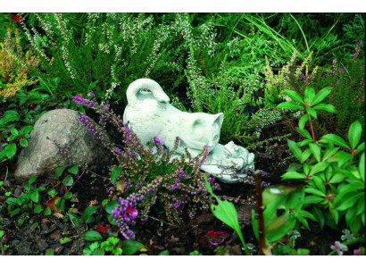 Garten Dekoration Katze Statue Skulptur Figuren Weiß Skulpturen Design