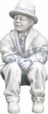 Junge Sitzende Figur Dekorative Statue Figuren Skulptur Statuen Garten