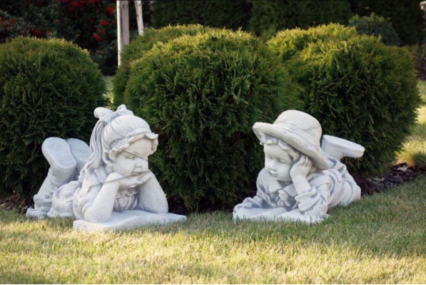 Junge Bub 31cm Figur Statue Figuren Skulptur Statuen Garten Dekoration