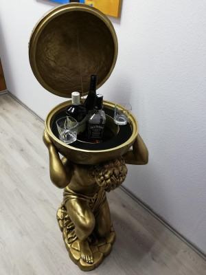 Antik Stil Klassischer Globus Atlas Minibar Bar Wein Regal Statue Skulptur Deko