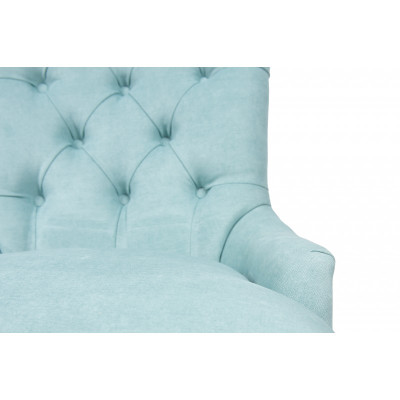 Klassischer Chesterfield Blauer Stuhl Polster Sessel Textil Lehnstuhl