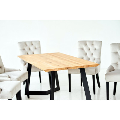 Brauner Holzesstisch Metallgestell Designer x6 Chesterfield Stühle Luxuriöser 7tlg. Set