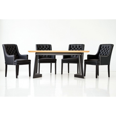 Designer Esszimmer Tisch 4 Chesterfield Lehnstühle Sitz Gruppe Stühle
