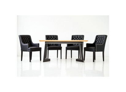 Designer Esszimmer Tisch 4 Chesterfield Lehnstühle Sitz Gruppe Stühle