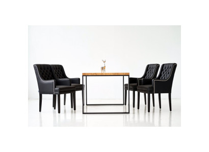 Brauner Metallgestell Esszimmer Tisch Designer x6 Chesterfield Polsterstühle 7tlg. Set