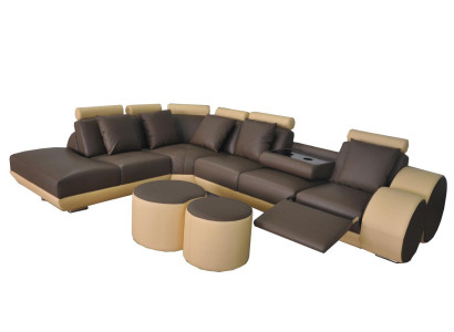 Design Leder Polster Sitz Leder Polster Landschaft Zimmer Wohn Sofa Ecke mit USB