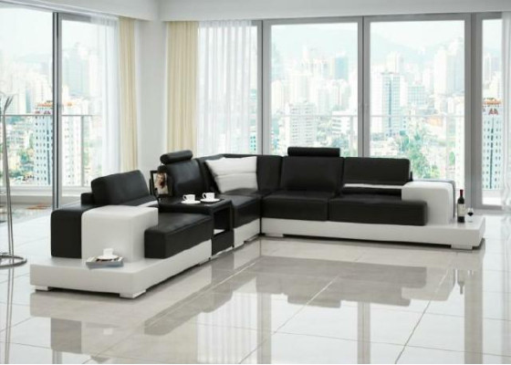 Ledersofa Ecksofa Sofa mit USB Design Sitz Polster Garnitur Wohnlandschaft 2725C