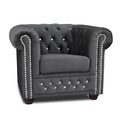 Chesterfield Sessel Fernseh Couch 1 Sitzer Sofa Textil Stoff Couchen Polster Neu